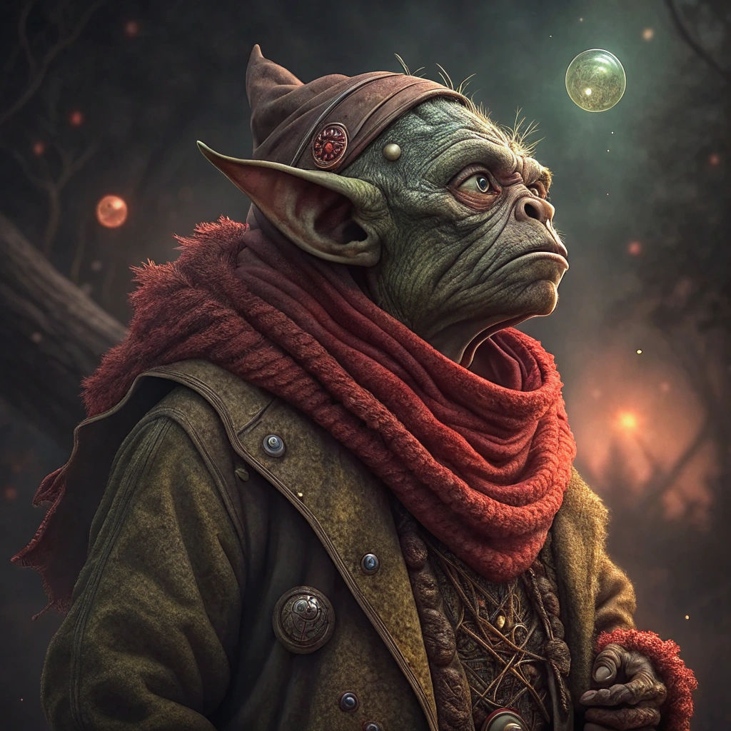 Goblin Enchanter in Mysterious, Darkened Realm