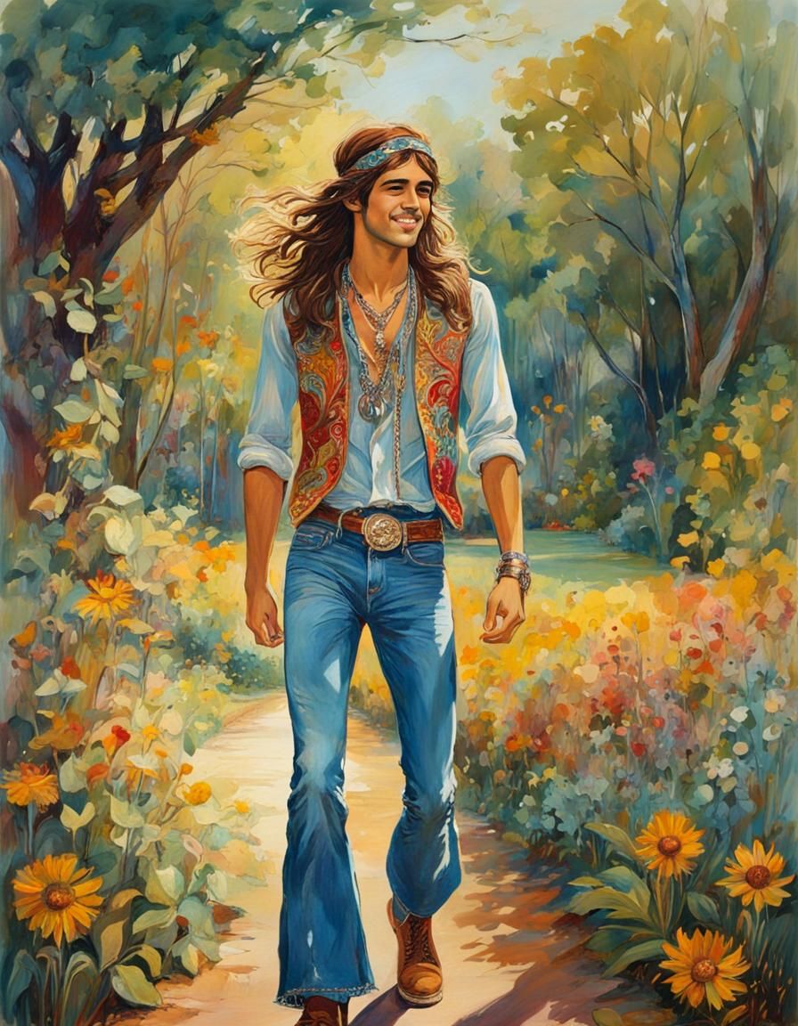 Handsome Hippy in a Park