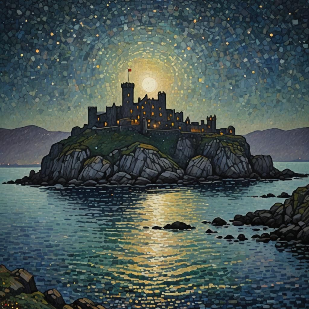 Pointillism Medieval Castle