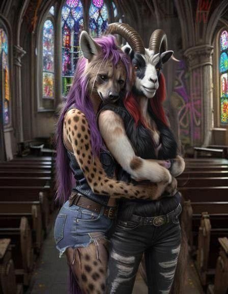Hyperrealistic Furry She-Goat Embracing Passion