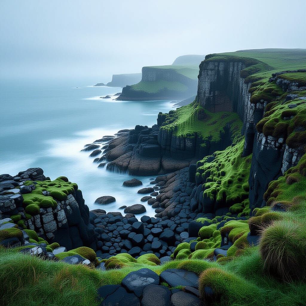 Mystical Giant's Causeway: Rugged Coastline in Earth Tones