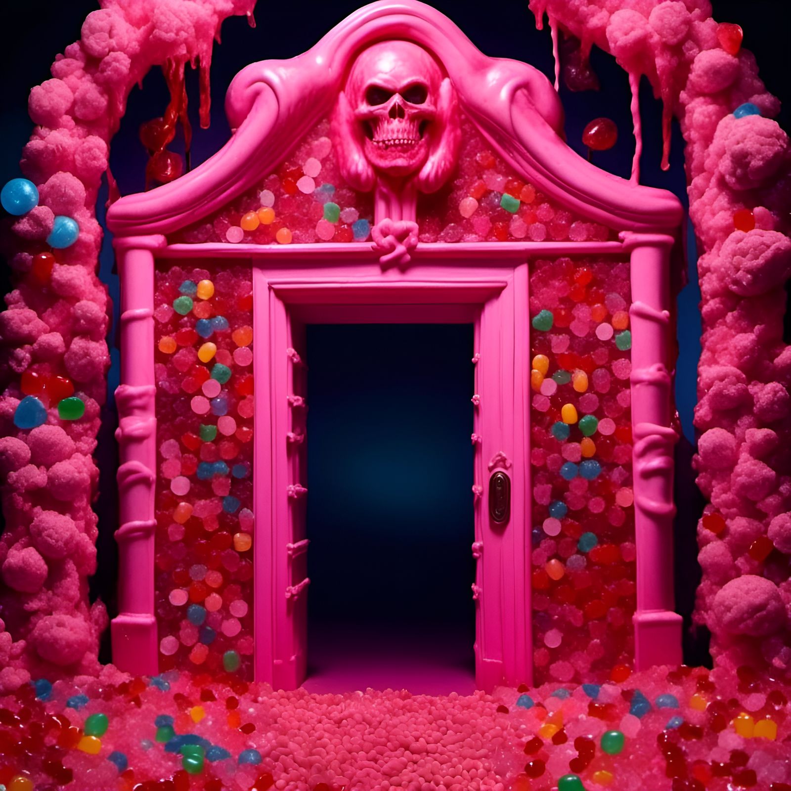 Gates of Candy Hell in a Vibrant Macabre Art Style