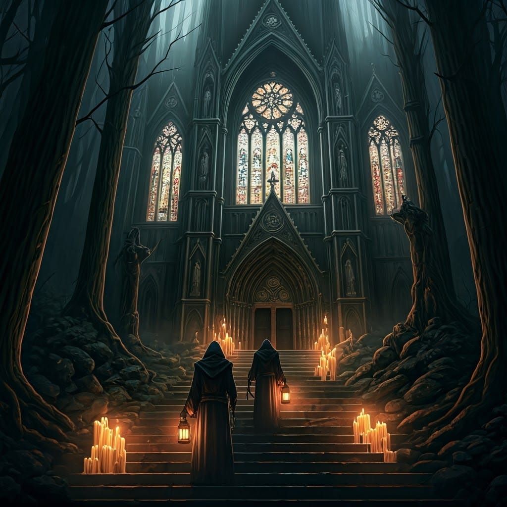 Dark Fantasy Cathedral in Cursed Forest