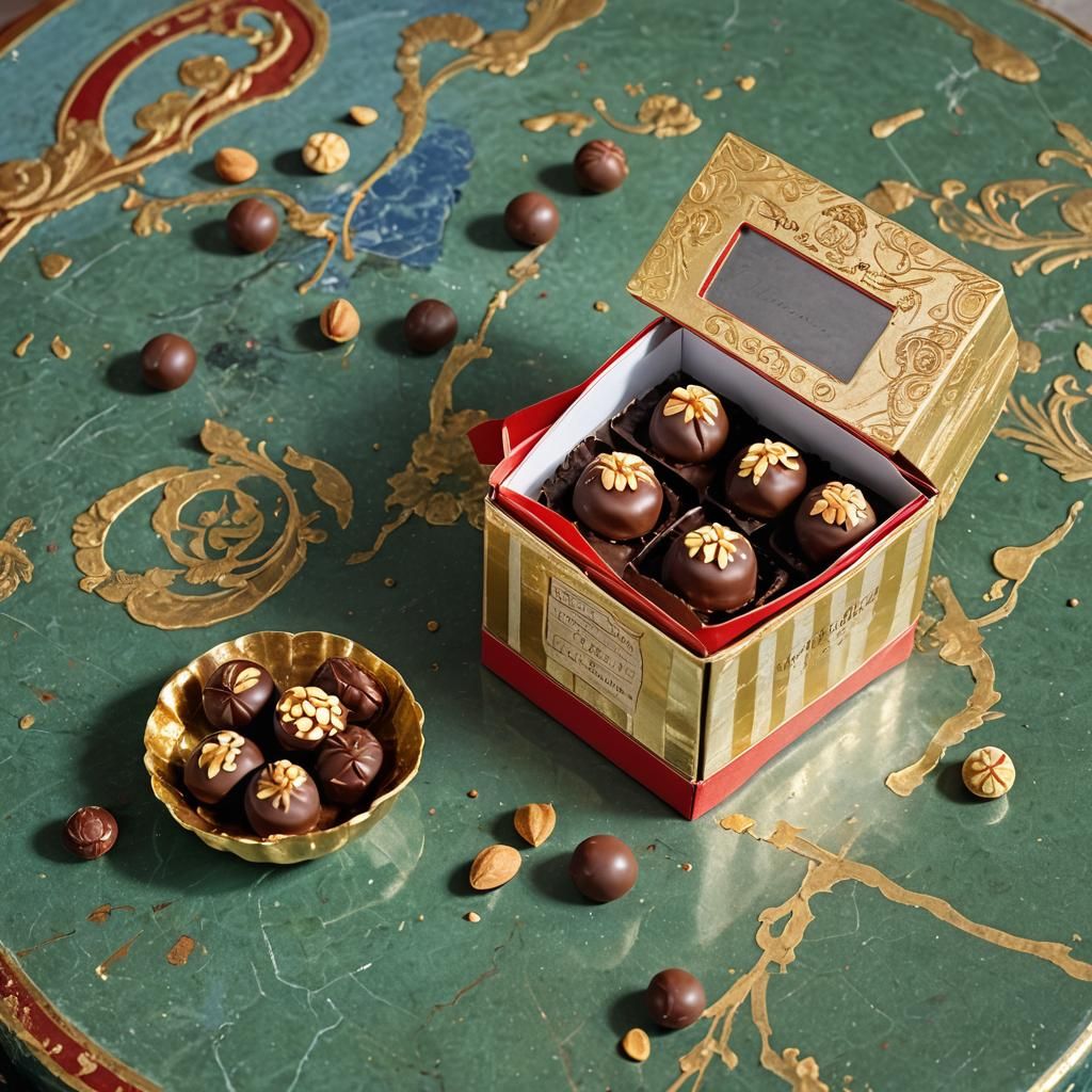Luxurious Chocolate Pralines in a Whimsical English Teahouse