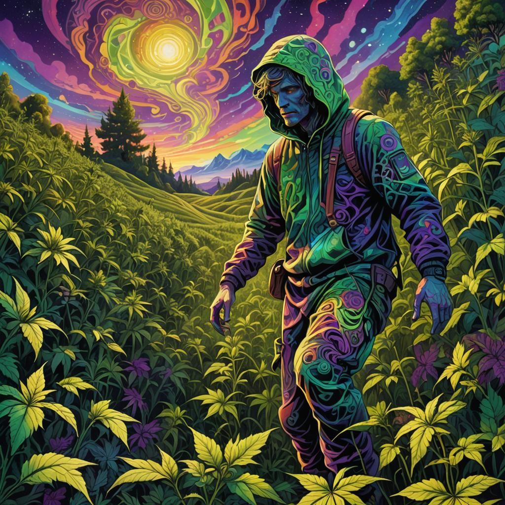 Dazzling Psychedelic Scene with Triadic Palette