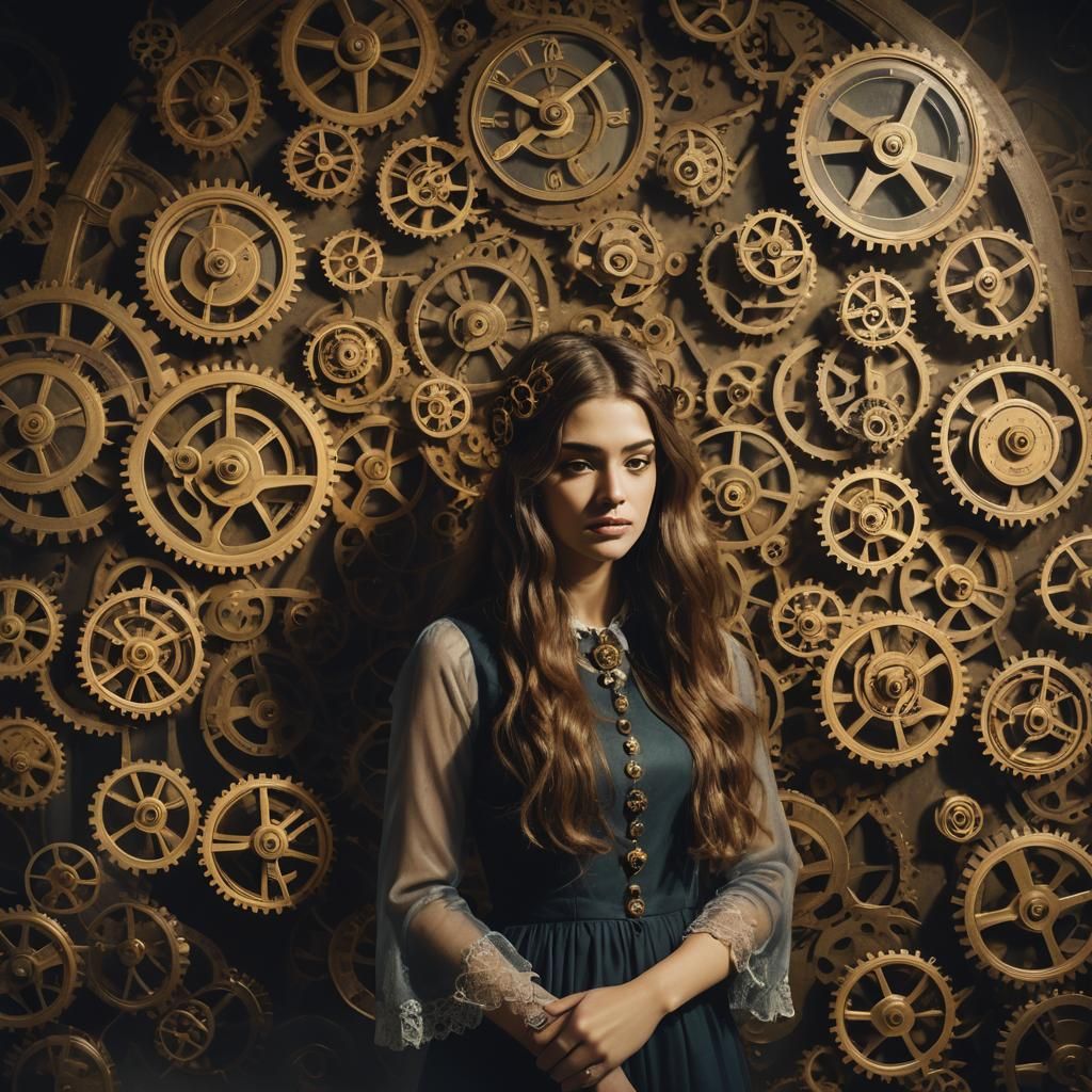 A Girl Lost in Time, Surrounded by Whirring Clockwork
