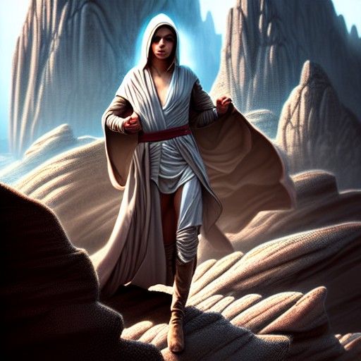 Jedi Warrior in Majestic Rocky Landscape