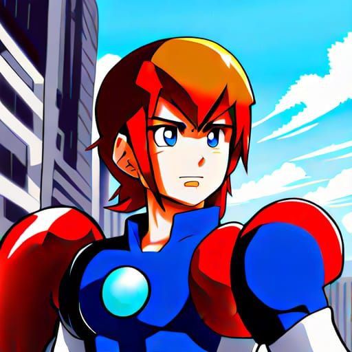 Anime-Style Blue Lobster in Megaman X Aesthetic