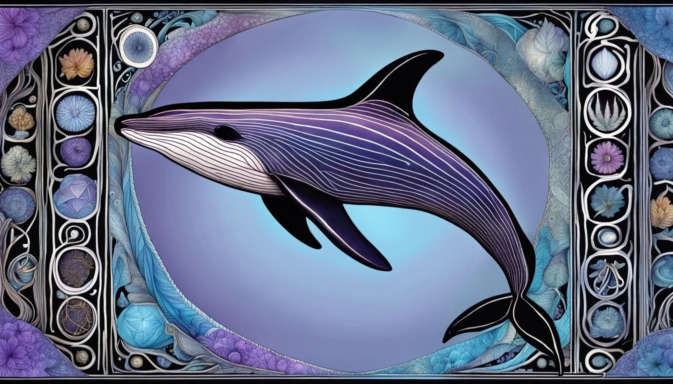 Intricate Minke Whale with Fractal Flora