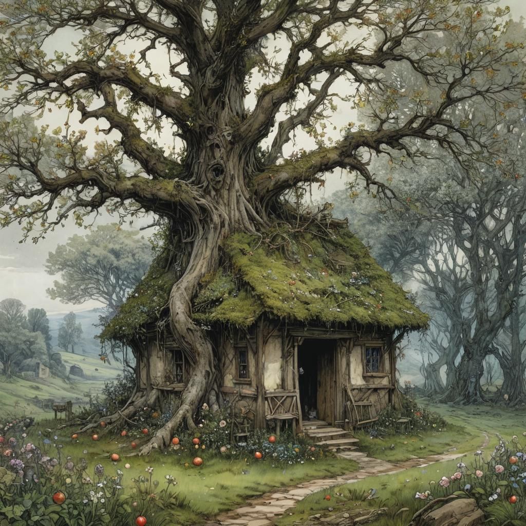 Medieval Mansion in Mysterious Noctilucent Twilight