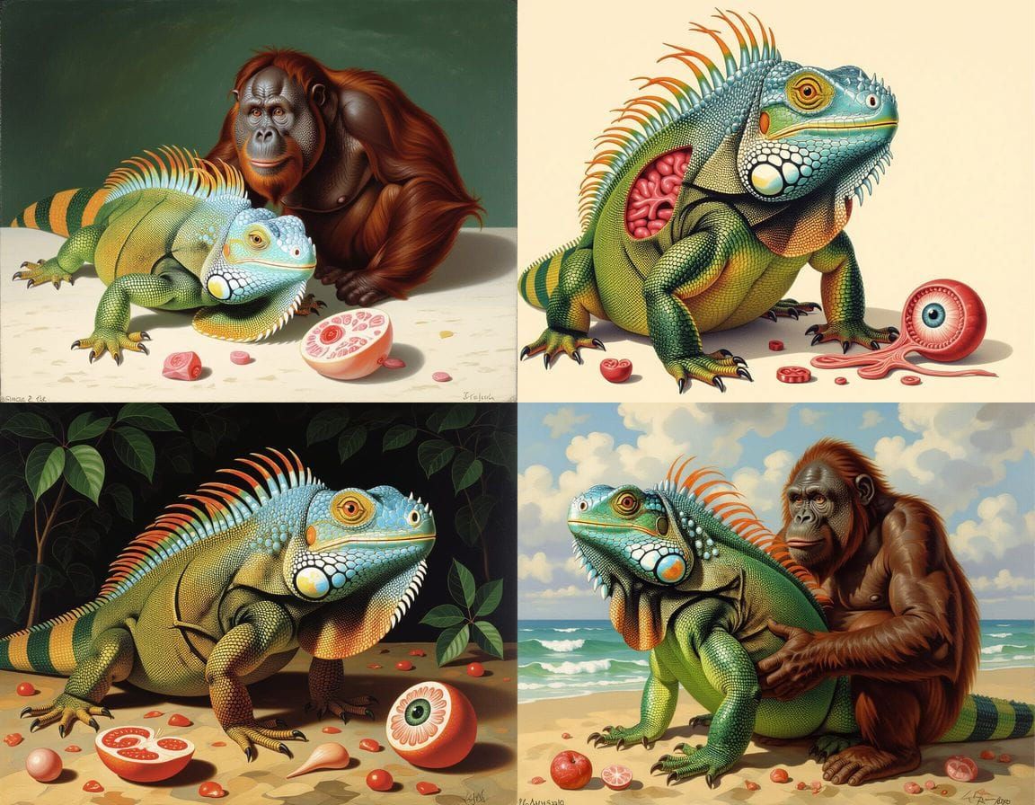Surreal Homunculus with Iguana, Capybara, and Orangutan Feat...