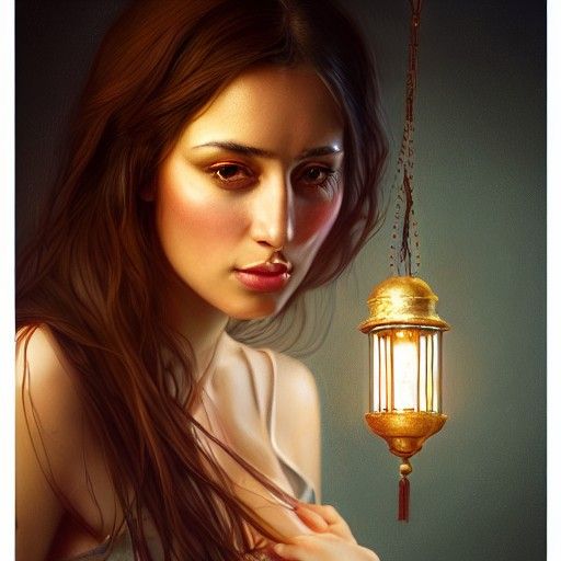 Lebanese Beauty Illuminated by Lantern Light