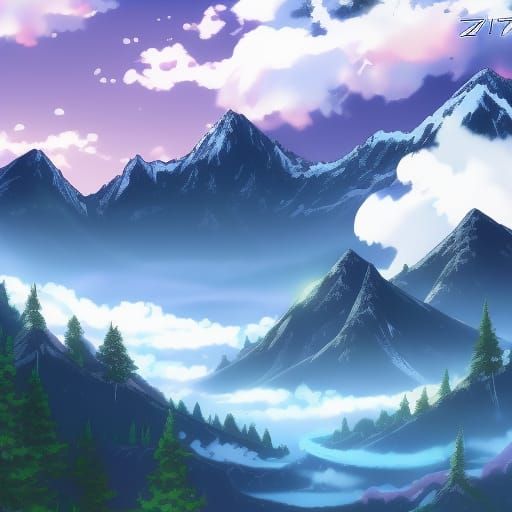 Misty Mountains in Anime Style