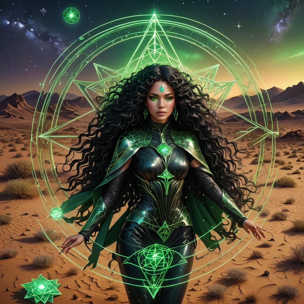 Enigmatic Desert Sorceress Embodied with Celestial Magic