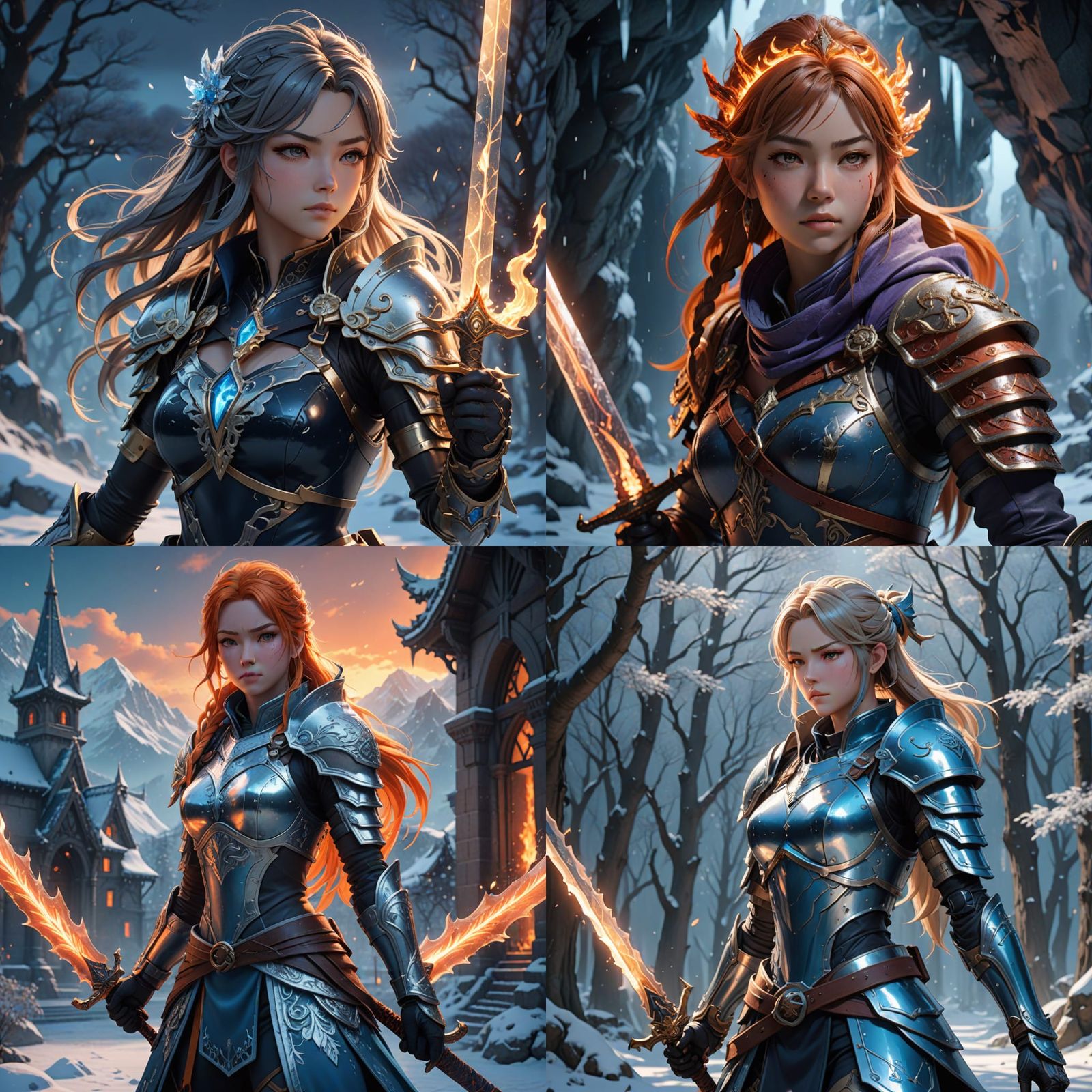 Ethereal Ice Queen Wields Blazing Sword