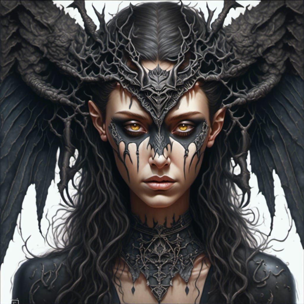 Dark Fantasy Hybrid Goddess in Macabre Realism
