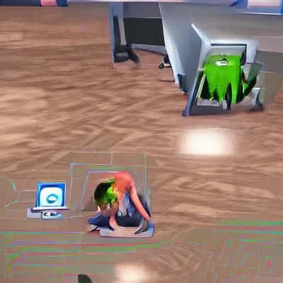 A Retro-Futuristic Computer Crashes to a Pixelated Screen