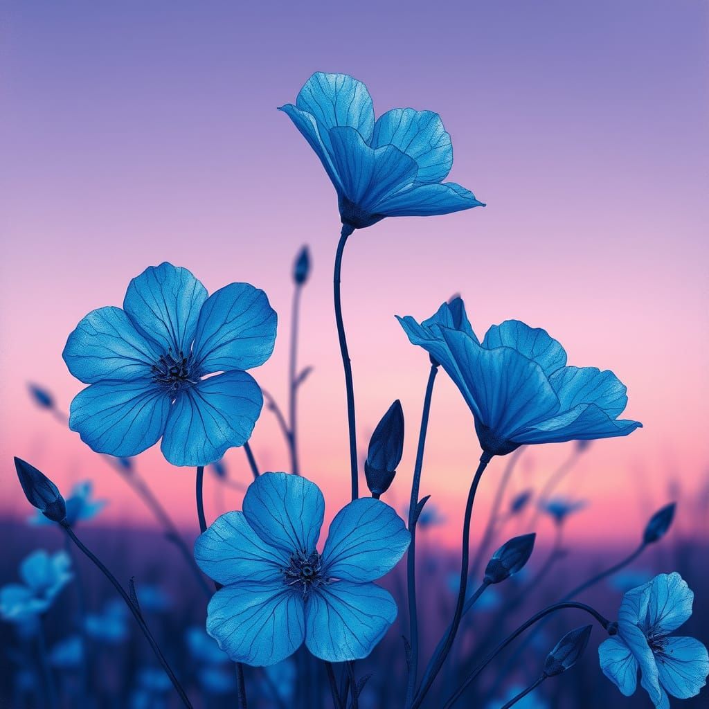 Dreamlike Blooms in Vibrant Evening Light