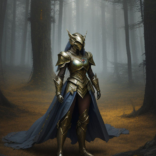 Ethereal Armored Maiden in Mystical Forest