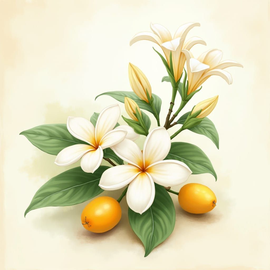 Whimsical Jasmine Blooms in a Fantasy Garden Scene