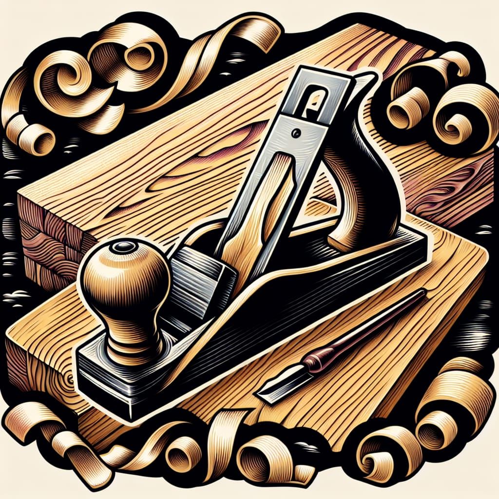 Traditional Japanese Tattoo Design with Whimsical Hand Plane