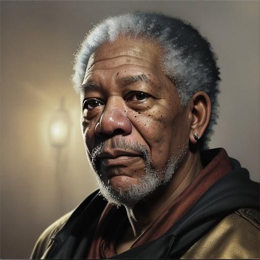Morgan Freeman in Vibrant Oil Painting Style
