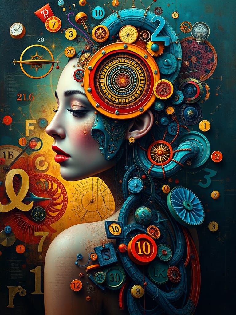 Surreal Shoulder Portrait: Past, Future, and Math