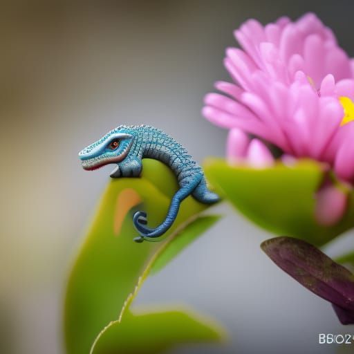 Little Dinosaur in a Vibrant Floral Wonderland