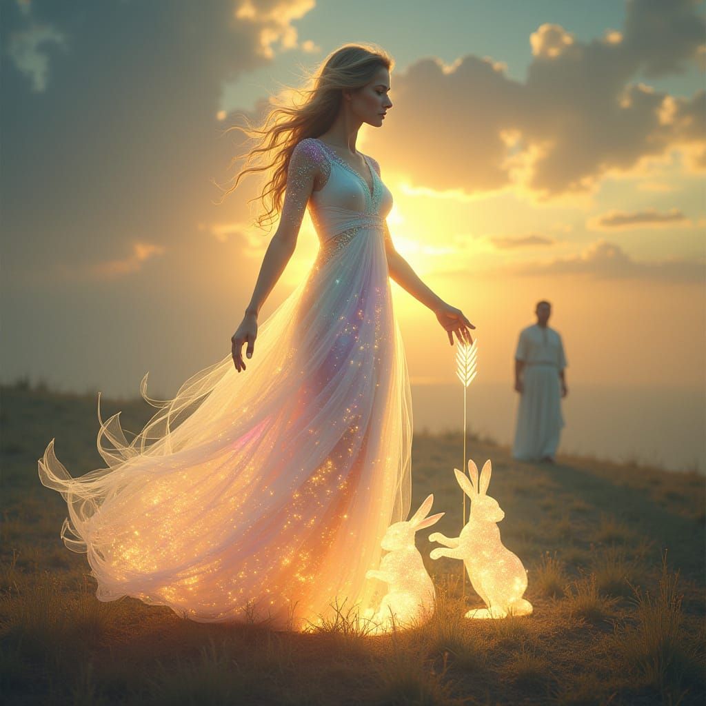 Lady of the Dawn in a Radiant, Otherworldly Scene