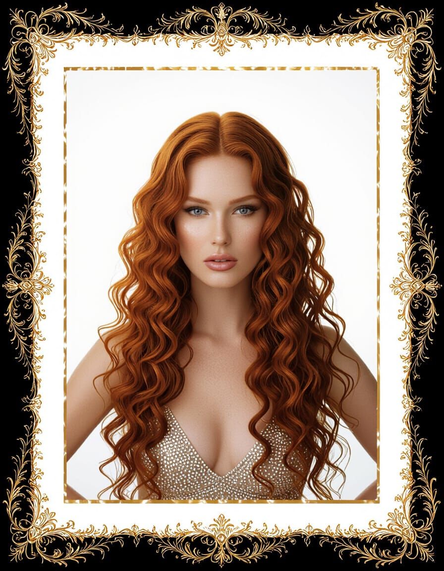Fierce Redhead Woman: Lustrous and Flamboyant Portrait