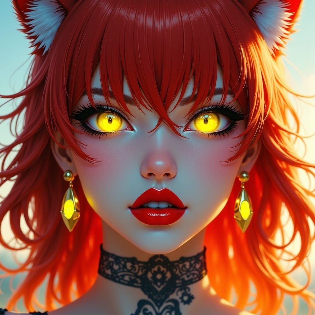 Cat Girl in Cyberpunk Style