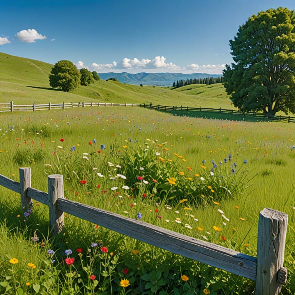Vibrant Wildflower Meadow in Impressionist Style