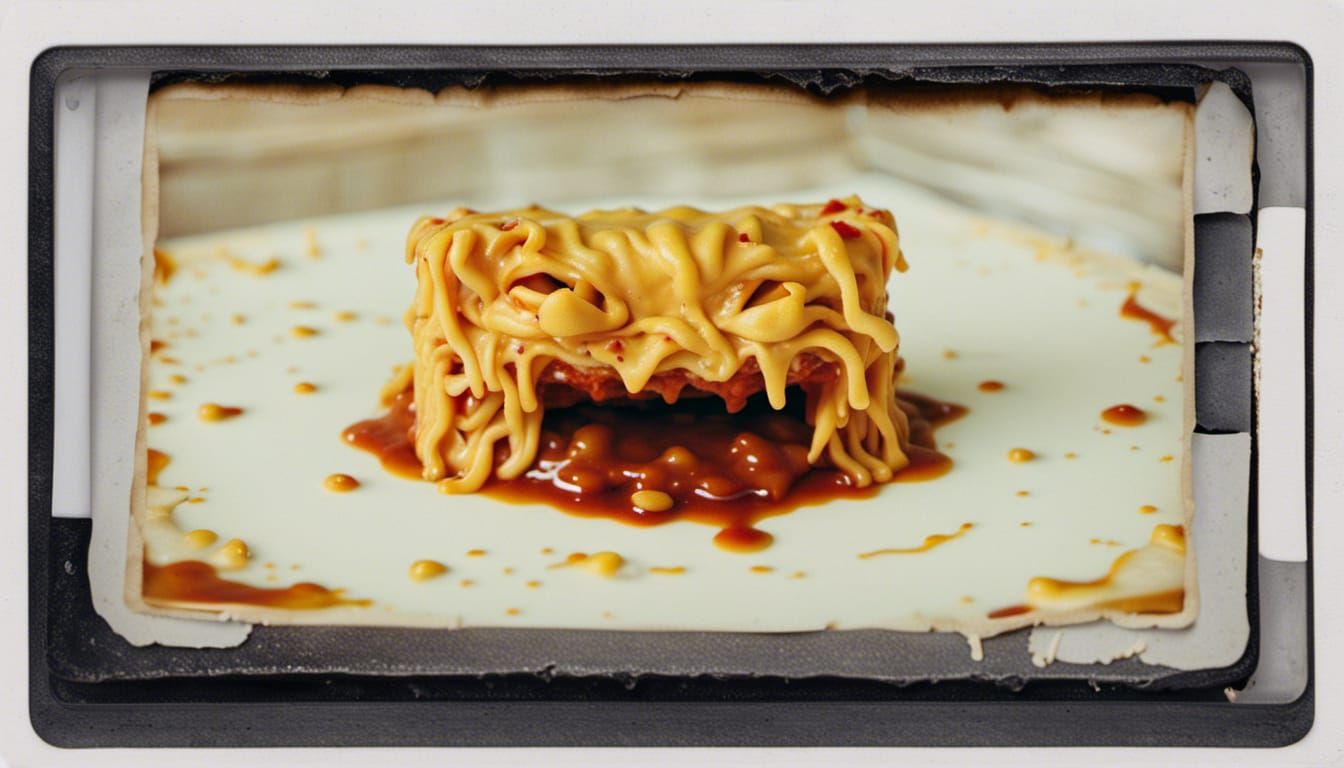 Lasagna Sculpture of Screaming Garfield