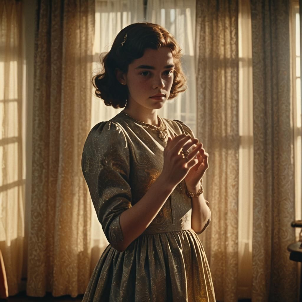 Cinematic Boy in Dress Showcases Ring with Golden Hour Glow