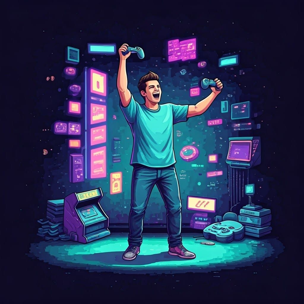 Vibrant Pixel Art Celebration of Life's Triumphs