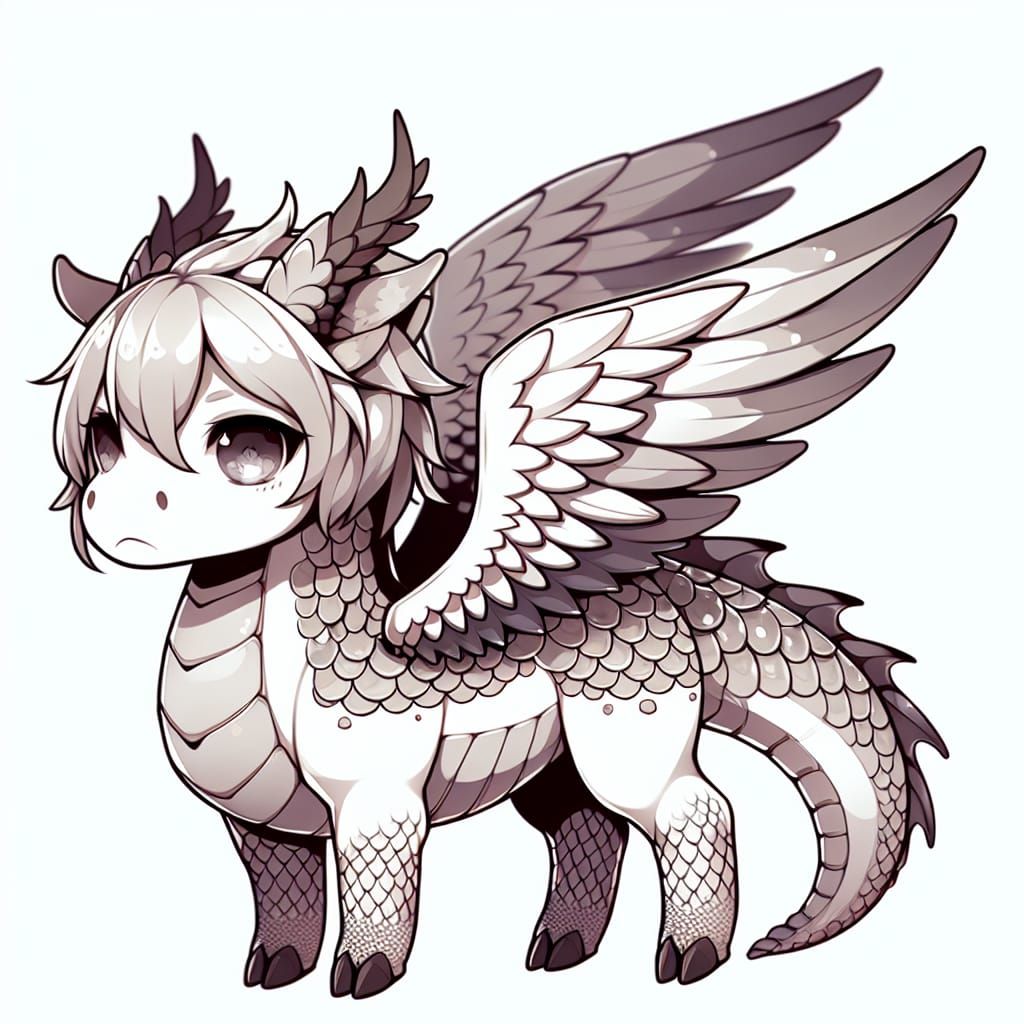 Chibi Longma, a winged horse with dragon scales.