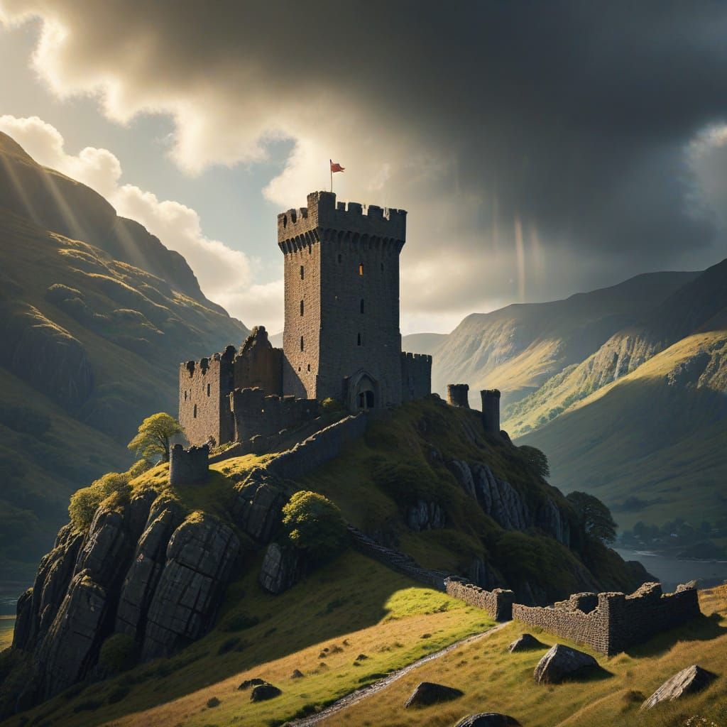 Dolbadarn Castle in North Wales, Digital Matte Painting
