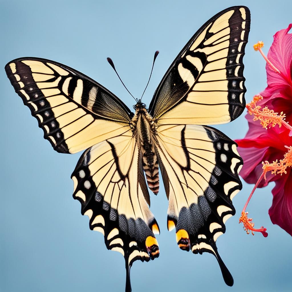 Hyperrealistic Macro Photography of a Swallowtail Butterfly....