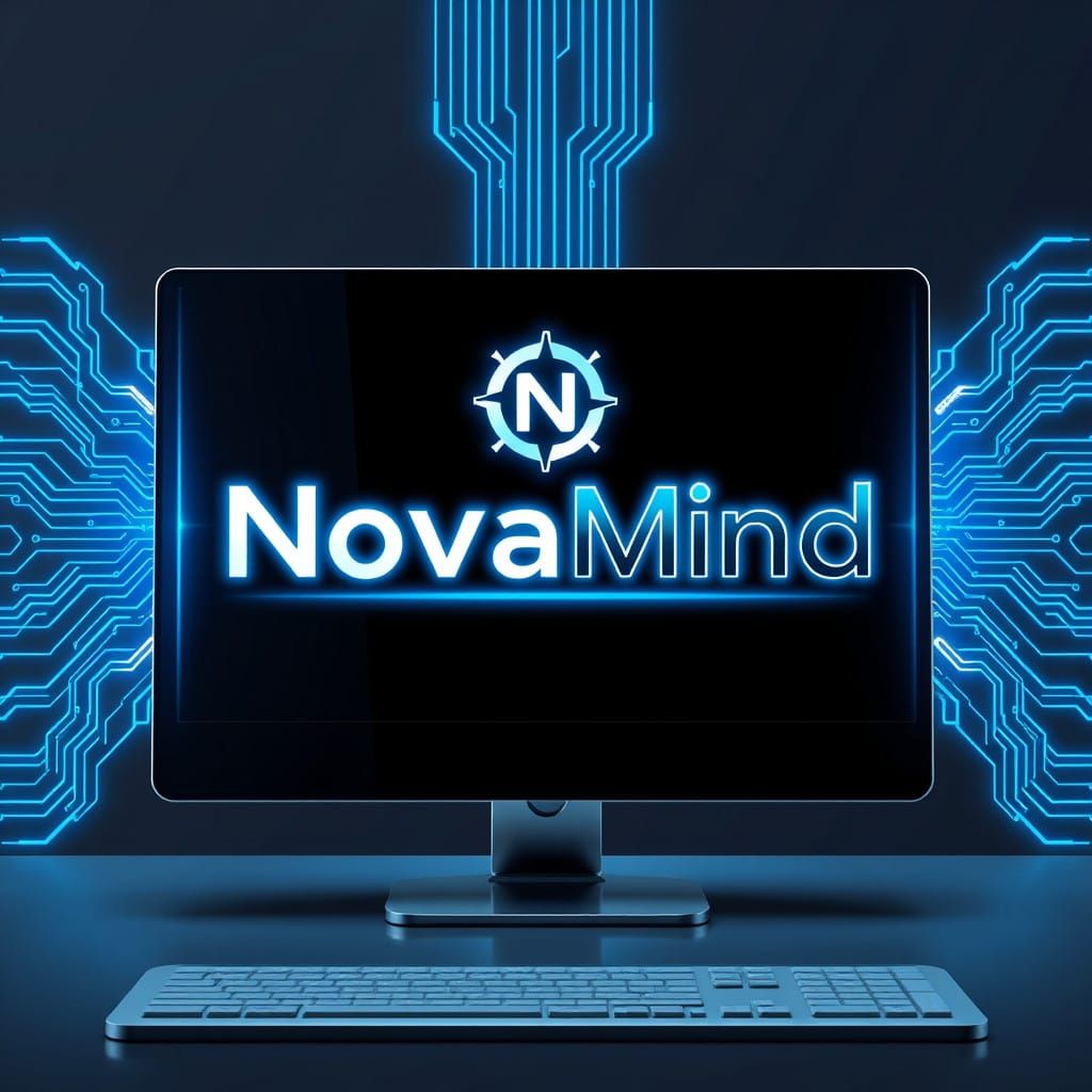 Retro-Futuristic NovaMind Chatbot Unveiled on Sleek Computer...
