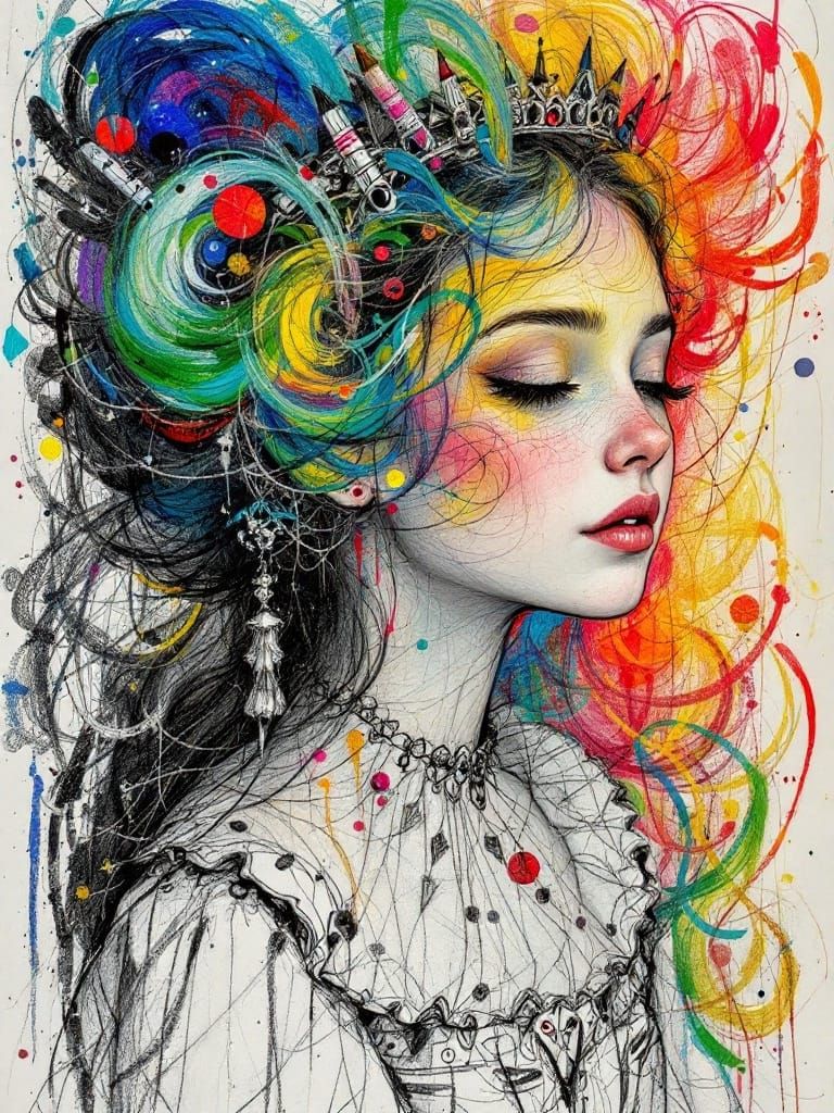 Medieval Royalty in a Child's Fanciful Scribble