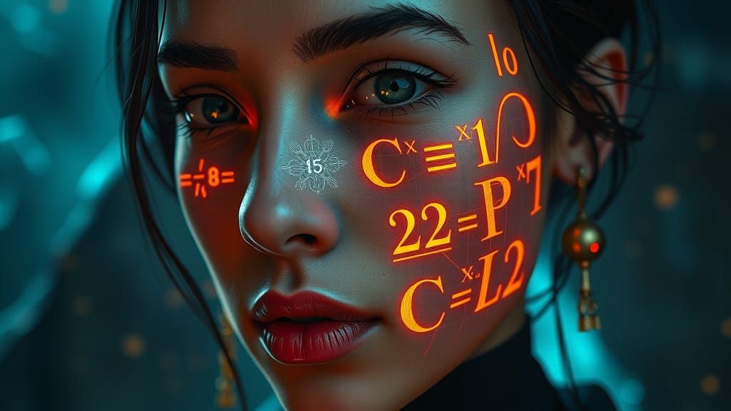 Mystical Portrait with Dynamic Equations in Futuristic Ambie...