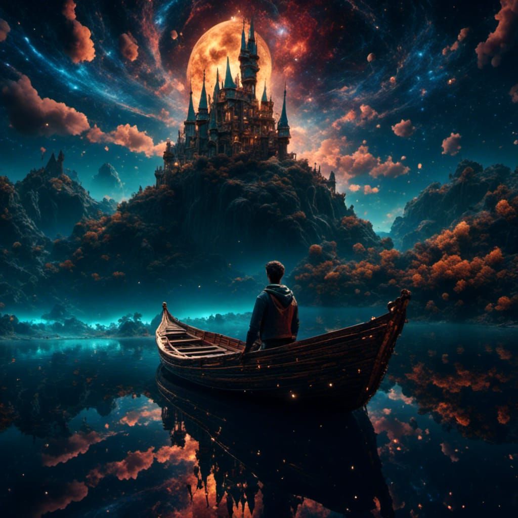 Epic Quest to a Cosmic Castle Under Siege in a Vibrant Night...