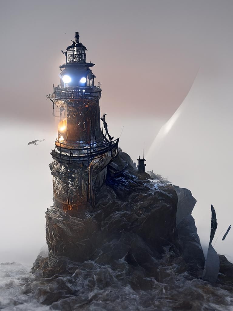 Dark Fantasy Lighthouse in the Abyss Masterpiece