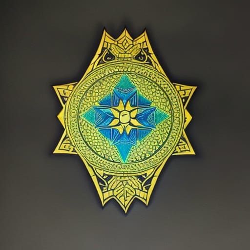 Sacred Geometry Warrior in Neo-Primitivist Style