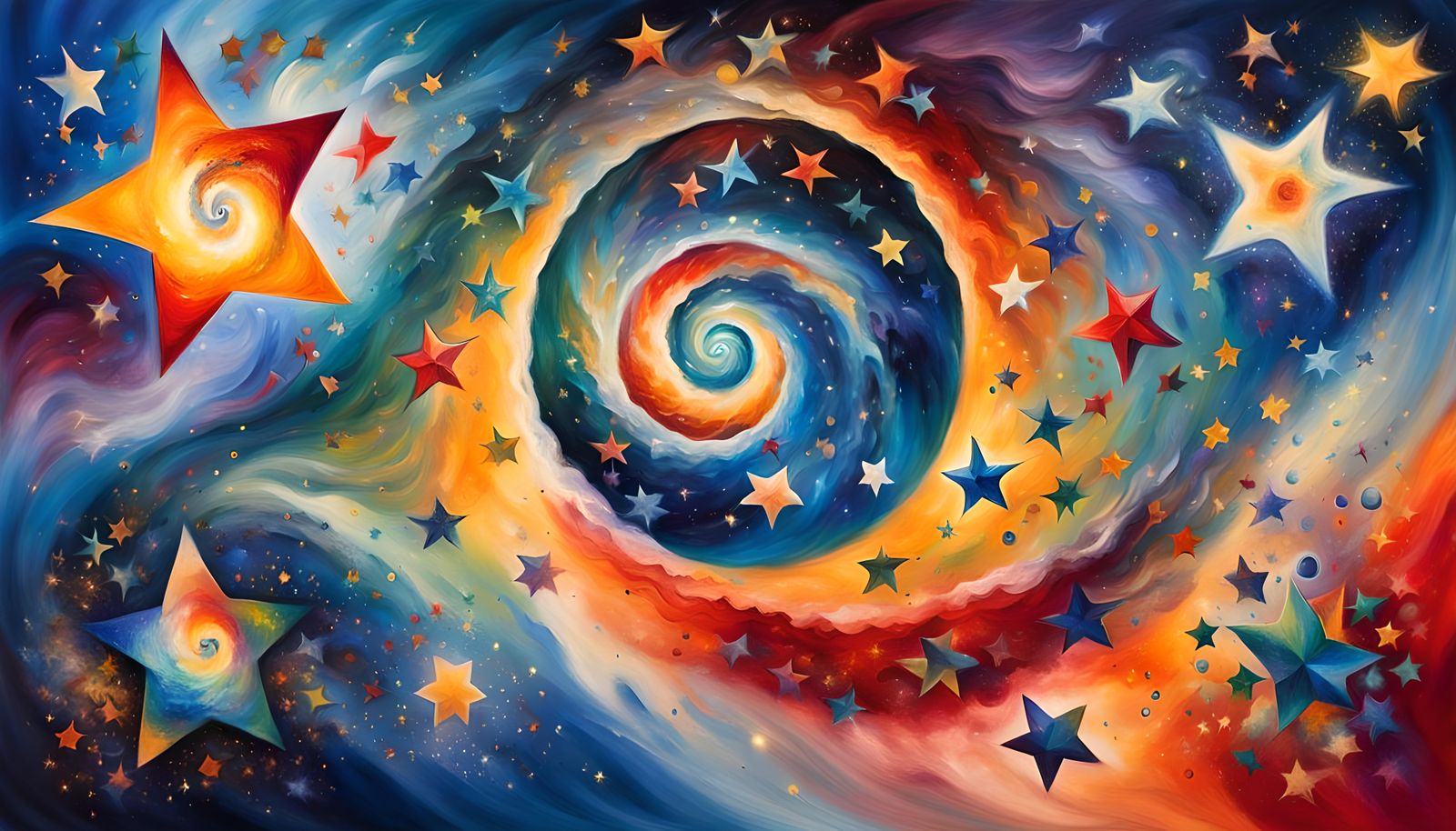 Cosmic Vortex in Chagall Style with Swirling Stars