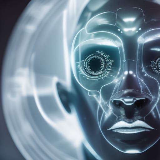 Cybernetic Human in High-Tech Surroundings