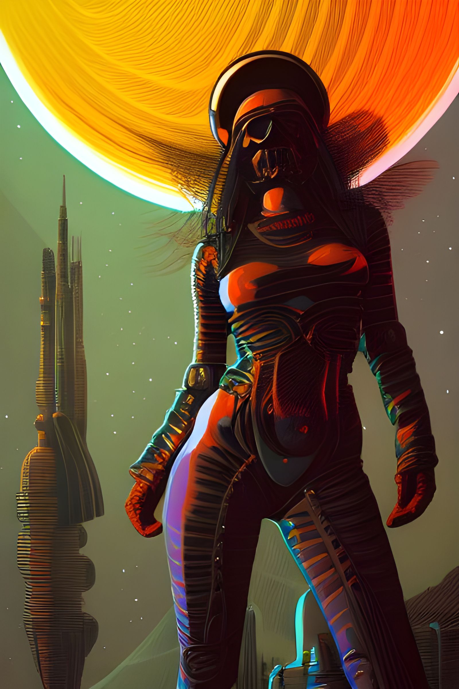Hyperdetailed Space Pirate Queen Portrait in Romantic Poster...