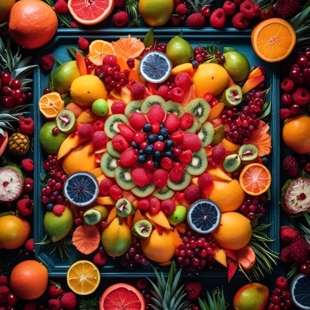 Surreal Tropical Fruit Still Life in Vibrant HDR Style