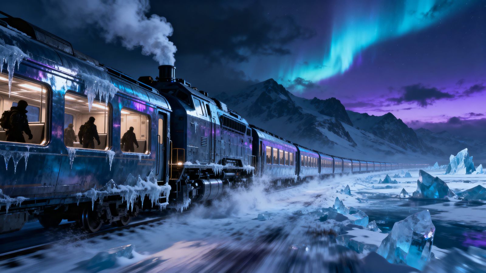 Colossal Futuristic Train in Frozen Wasteland