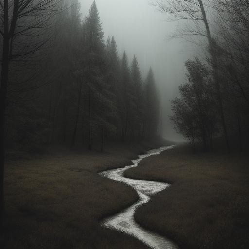 Eerie Rural Landscape Sinks into Stormy Mystery